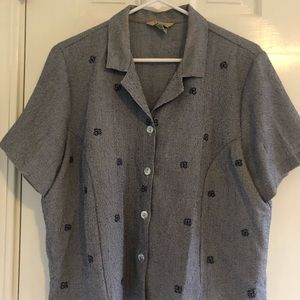 Vintage Blue Button Down Blouse